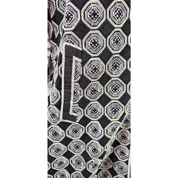 NWT $268 T Tahari Coat Long Line Jacket Embroidered Black White Size Large NEW - Picture 4 of 8